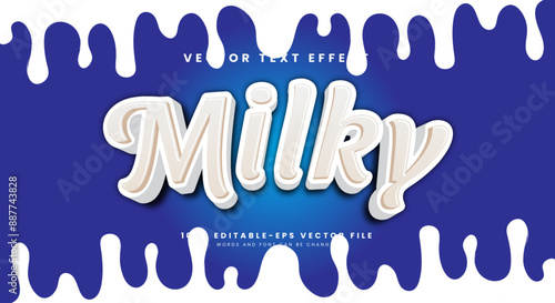 White Natural Milky editable text effect Template suitable for fresh milk