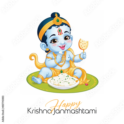  Happy Krishna Janmashtami illustration of Lord Krishna