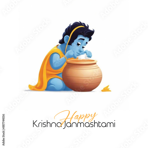  Happy Krishna Janmashtami illustration of Lord Krishna