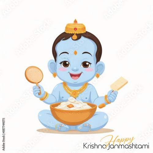  Happy Krishna Janmashtami illustration of Lord Krishna