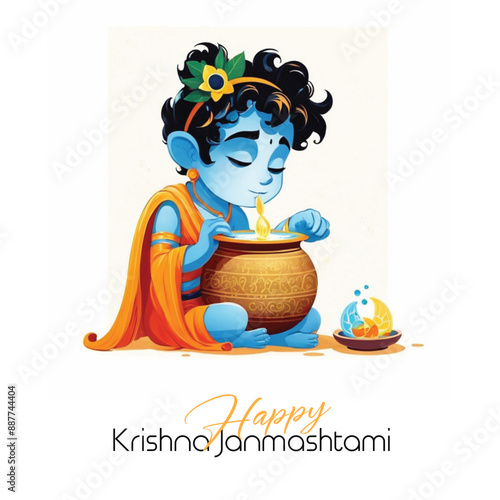  Happy Krishna Janmashtami illustration of Lord Krishna