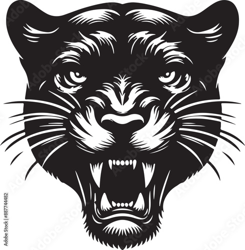 wild panther head silhouette vector illustration