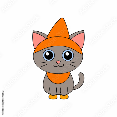 Playful vector illustration of a cat in a holiday hat with Christmas themes on a white background great for festive artwork photo