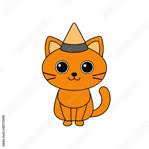 Playful vector illustration of a cat in a holiday hat with Christmas themes on a white background great for festive artwork photo