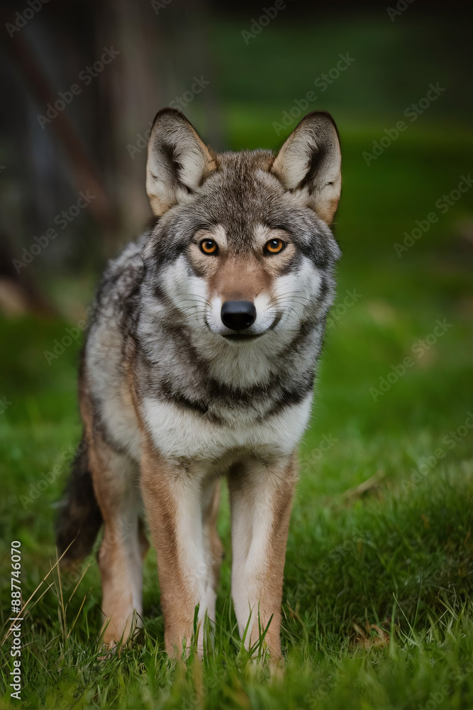 Fototapeta premium Watchful Wolf in the Wild