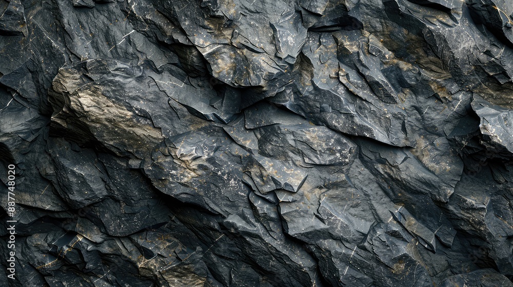 Dark and mysterious rock formations with golden veins Dark and mysterious rock formations with golden veins