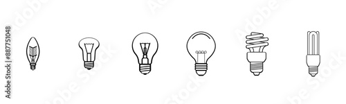 Light bulb icon collection Set of black light bulb icons Vector of electric lamp icons.