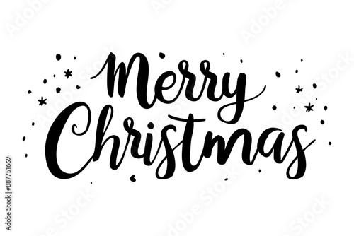 Merry Christmas hand drawn lettering calligraphy on holiday illustration isolated on white background. Merry Christmas script calligraphy for invitation, card, decoration vector design
