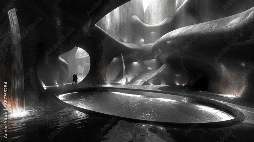 Obraz premium Futuristic and Minimalist Architectural Designs: Staircases and Interior Spaces
