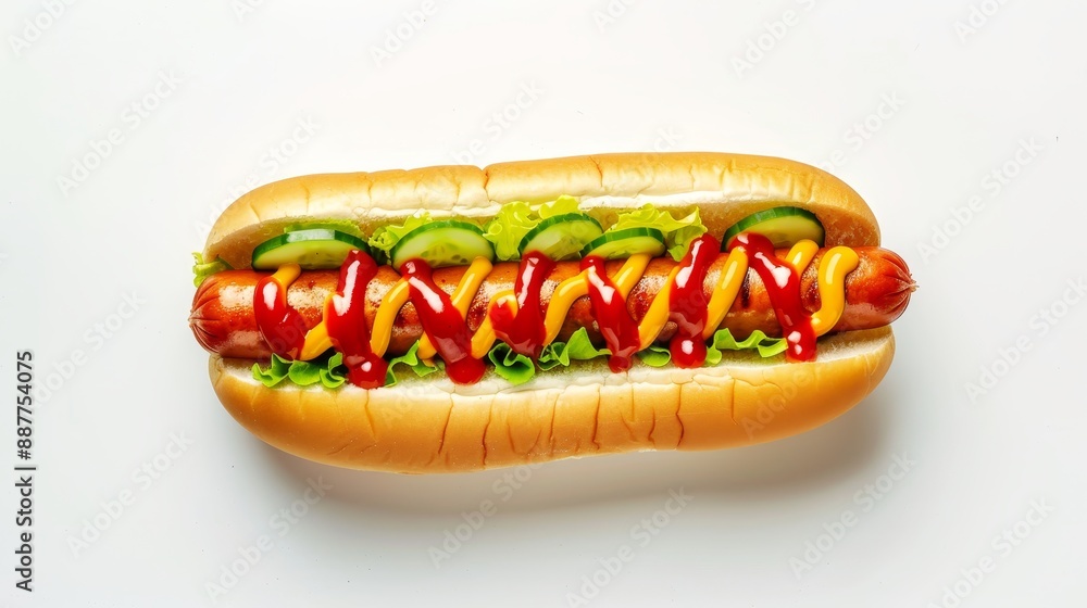 hot dog with vegetables, tomatoes, cucumbers and sauce hot dog with vegetables, tomatoes, cucumbers and sauce