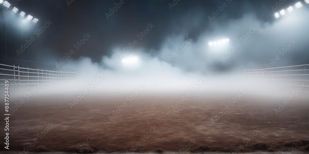 Desolate rodeo arena empty arena dark background is surrounded b Desolate rodeo arena empty arena dark background is surrounded b