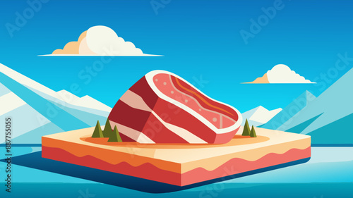 Meat: an appetizing illustration in bright colors.Delicious meat: vector illustration in juicy shades.Colorful meat: an appetizing picture for your menu.