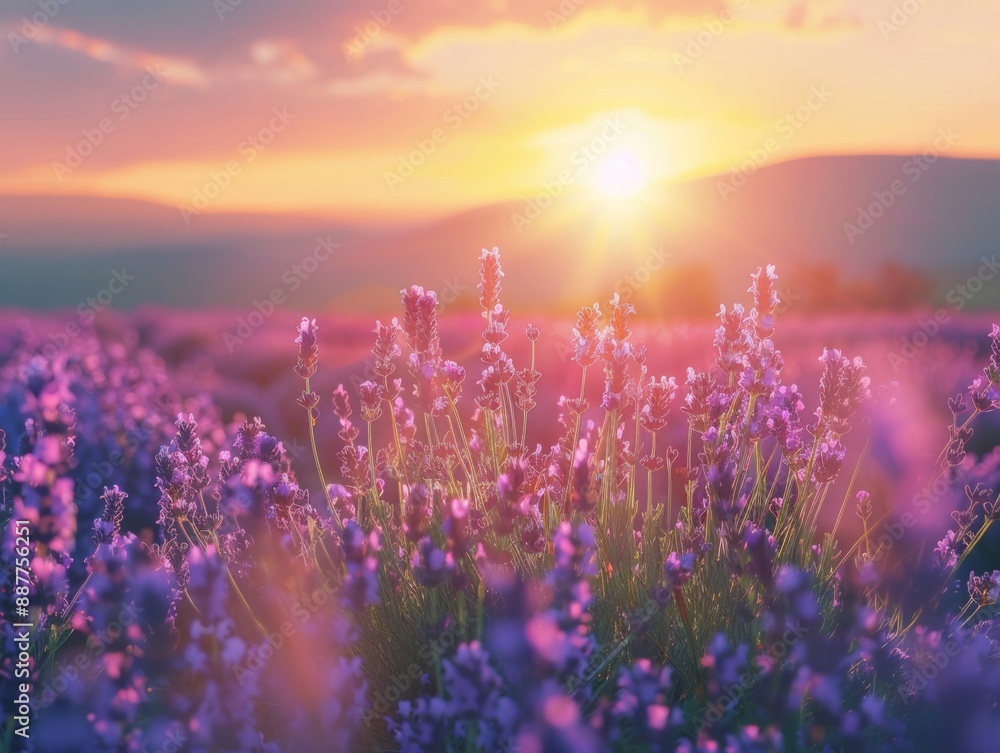 Naklejka premium Lavender field in the summer