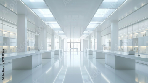White room or scientific laboratory. Science elements and innovation background