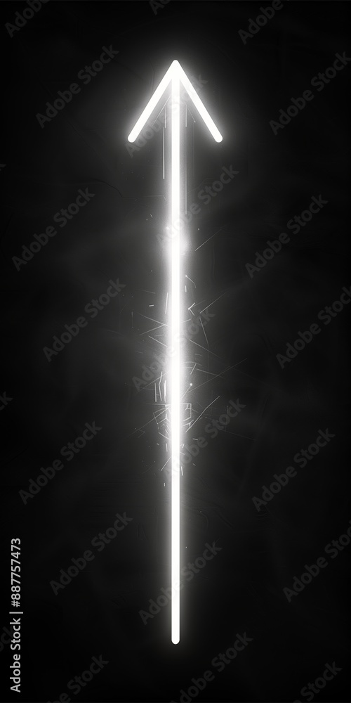 Neon Glowing Upward Arrow on Dark Background Neon Glowing Upward Arrow on Dark Background