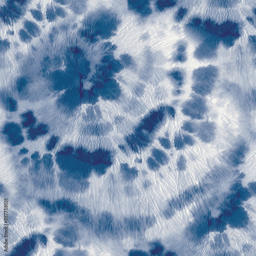 Blue Tie Dye Boho. Dyed Circle Repeat. Vector Japanese Tie Dye. Tie Dye Grunge Swirl. Tiedye Peace. Blue Swirl Pattern. Seamless Fabric Pattern. Dirty Seamless Print. Spiral Dyed Pattern.