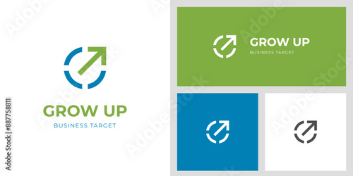 financial business target logo icon design with arrow grow up revenue graphic idea for finance, marketing logo vector illustration