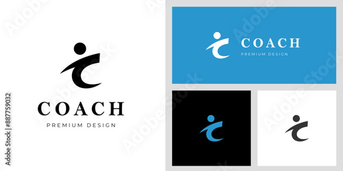 C letters coach logo icon design with people for Life coaching logo, consulting logo symbol graphic template