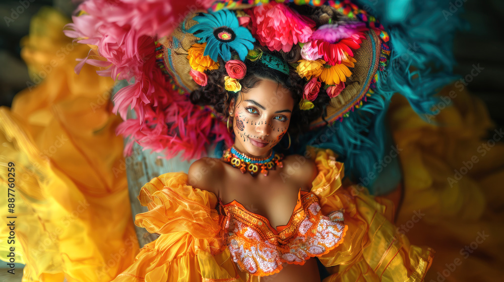 Portrait of a Mexican woman dressed in traditional costume on the day of the dead Portrait of a Mexican woman dressed in traditional costume on the day of the dead
