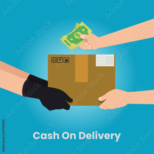 Hands with cash on delivery concept design vector