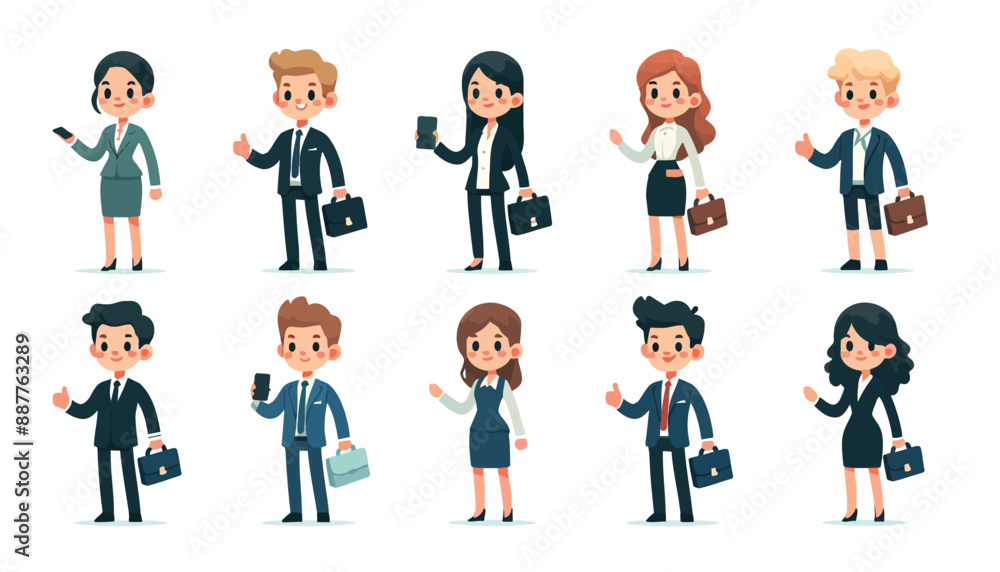 cartoon character collection set of successful business people cartoon character collection set of successful business people