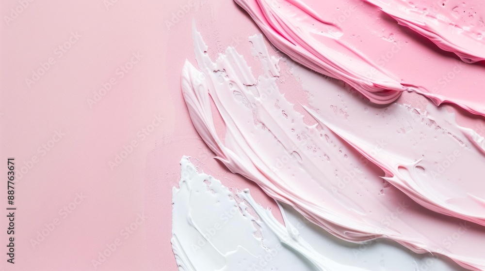 A pink, white, and blue paintbrush stroke on a pink background A pink, white, and blue paintbrush stroke on a pink background