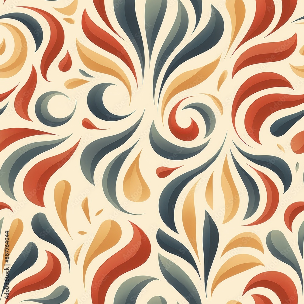 Fototapeta premium Vintage S-Shaped Floral Pattern