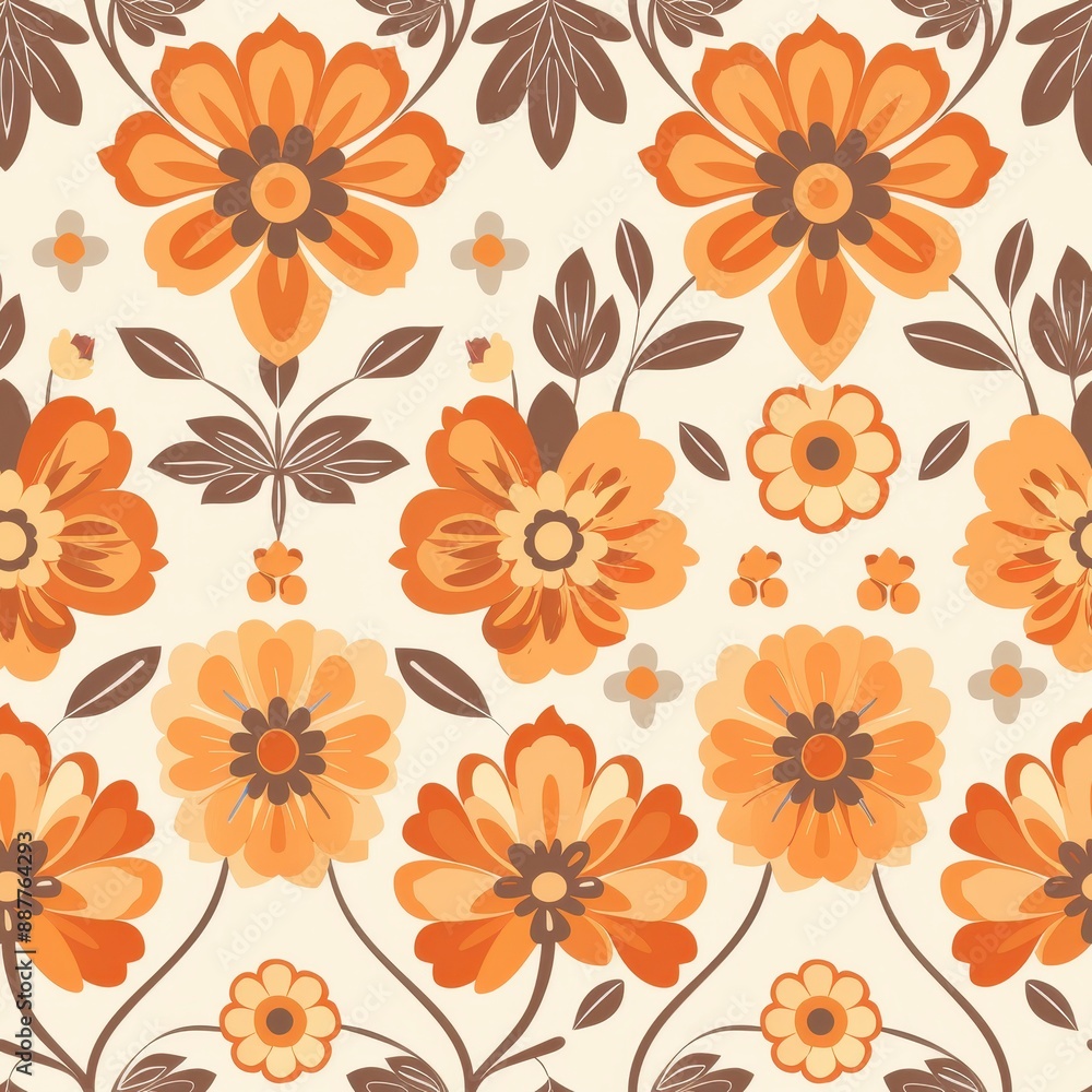 Orange And Brown Floral Pattern Orange And Brown Floral Pattern