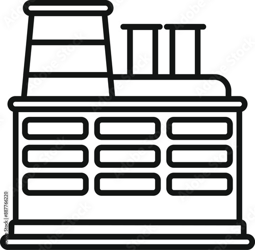 Line drawing of a large power plant generating electricity