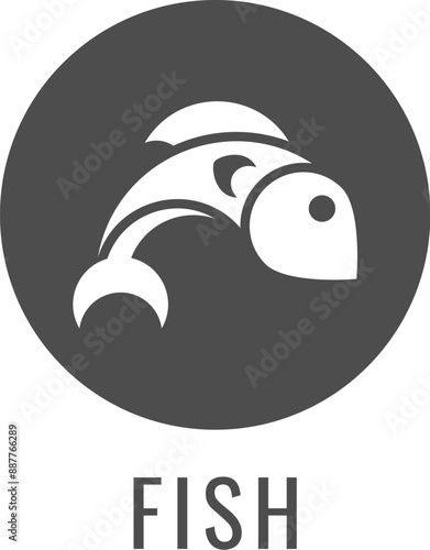 A fish seafood food icon concept. Possibly an icon for the allergen or allergy.