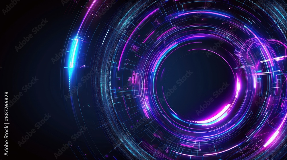 Abstract Digital Interface with Neon Lights Abstract Digital Interface with Neon Lights