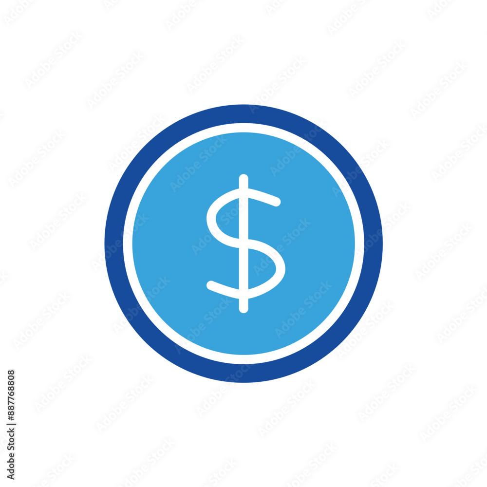 dollar icon vector or logo illustration glyph blue color style dollar icon vector or logo illustration glyph blue color style