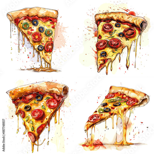 A close up of a slice of pizza with a lot of toppings