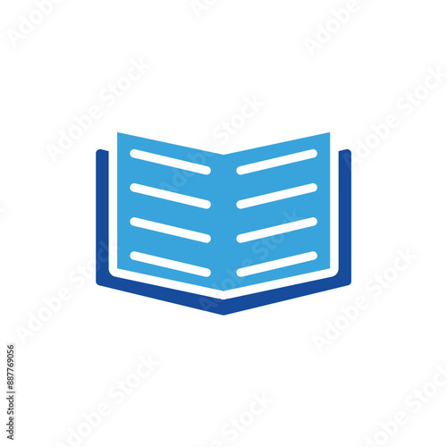 open book icon vector or logo illustration glyph blue color style