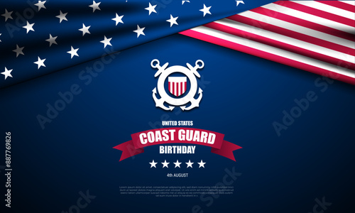 U.S. Coast Guard Birthday August 4 background vector illustration