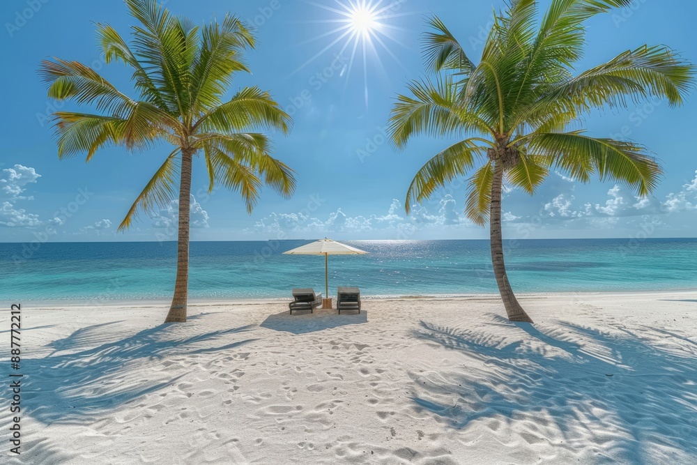 Tropical Paradise Beach with Palm Trees Tropical Paradise Beach with Palm Trees