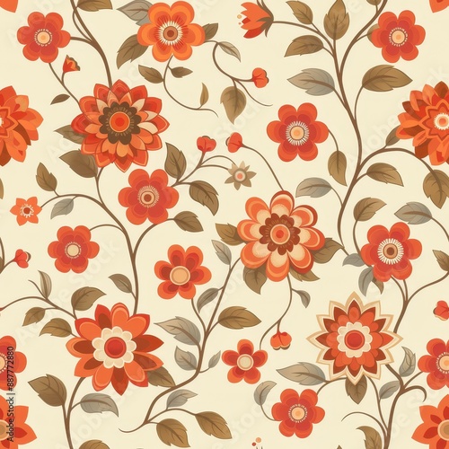 Vintage Orange Floral Pattern