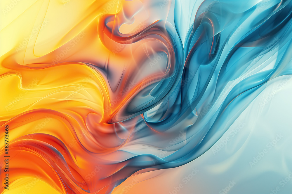 abstract art background with swirling smoke and fire in blue, orange and yellow colors, organic fluid shapes, liquid, photorealistic // ai-generated abstract art background with swirling smoke and fire in blue, orange and yellow colors, organic fluid shapes, liquid, photorealistic // ai-generated