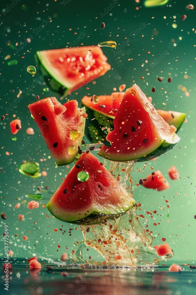 Fresh watermelon slices with water splash. Fresh watermelon slices with water splash.