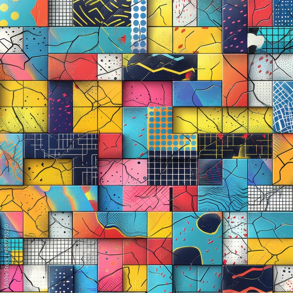 Obraz premium Cracked Geometric Pattern in Vibrant Colors