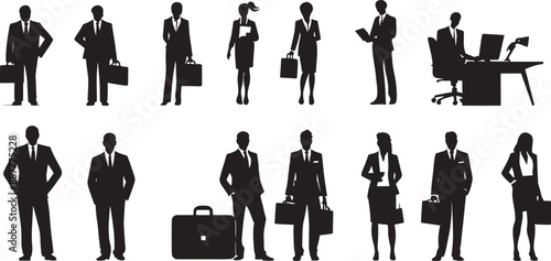 set of business people silhouette design