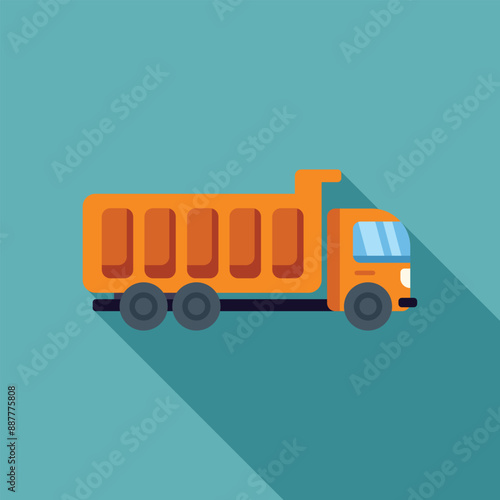 Orange tipper truck carrying building materials for construction site