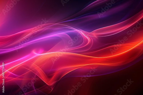 Abstract Red and Purple Waves Digital Art Smooth and Flowing Vivid and Energetic High Contrast Colors © Leo