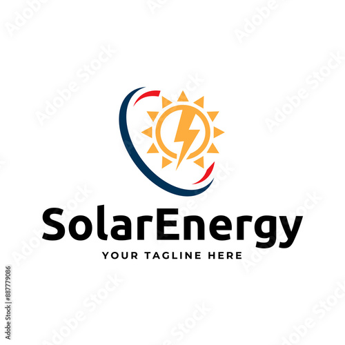 Solar Energy logo designs vector, Sun power logo