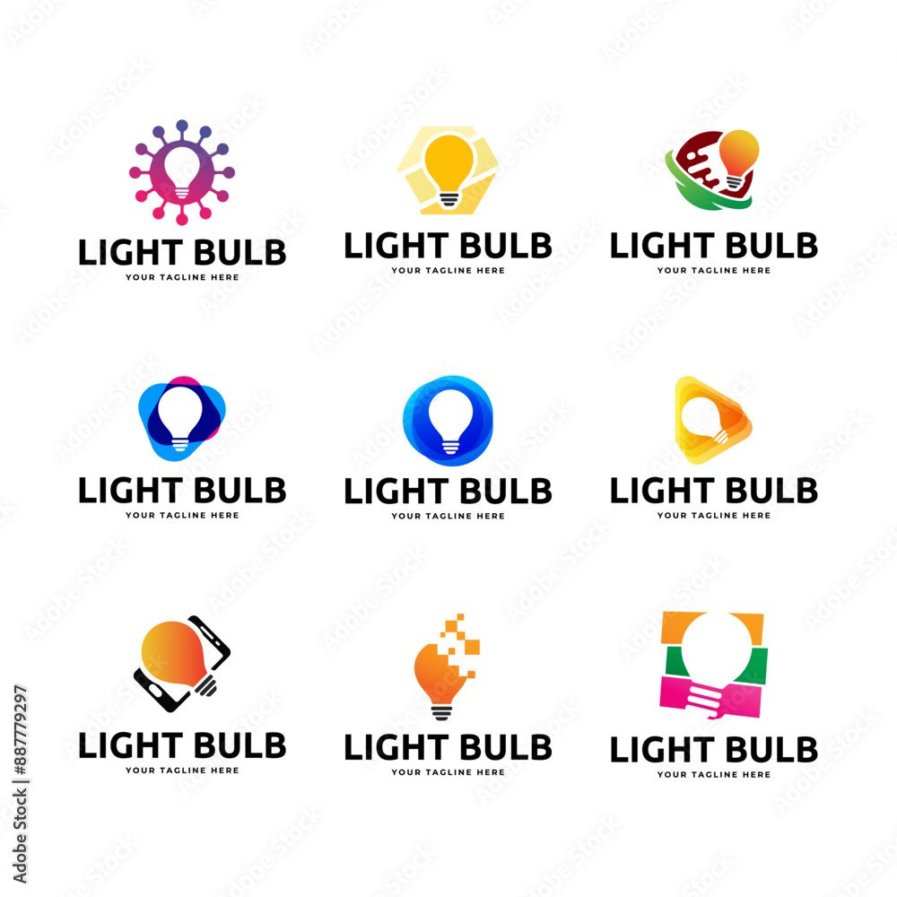 Set of Light bulb logo template. Electrical vector design. Set of Light bulb logo template. Electrical vector design.