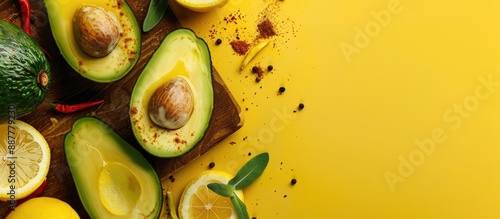 A fresh half avocado and le...