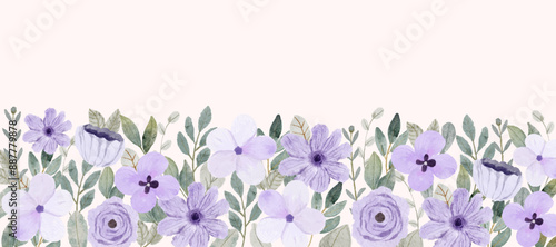 delicate purple floral watercolor border