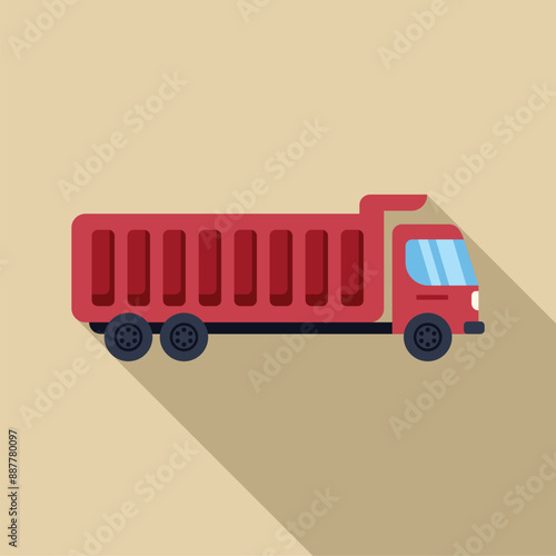 Red tipper truck transporting building materials, construction industry and logistics concept