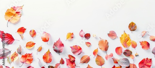 Autumn leaves set against a...