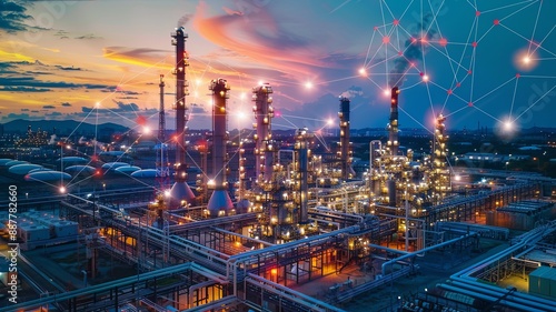 Wallpaper Mural Global partner connection of communication network, oil and gas industry petrochemical plant, Business Logistics Concept Torontodigital.ca